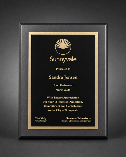 Alviso Gold 9x12 portrait laser engraved