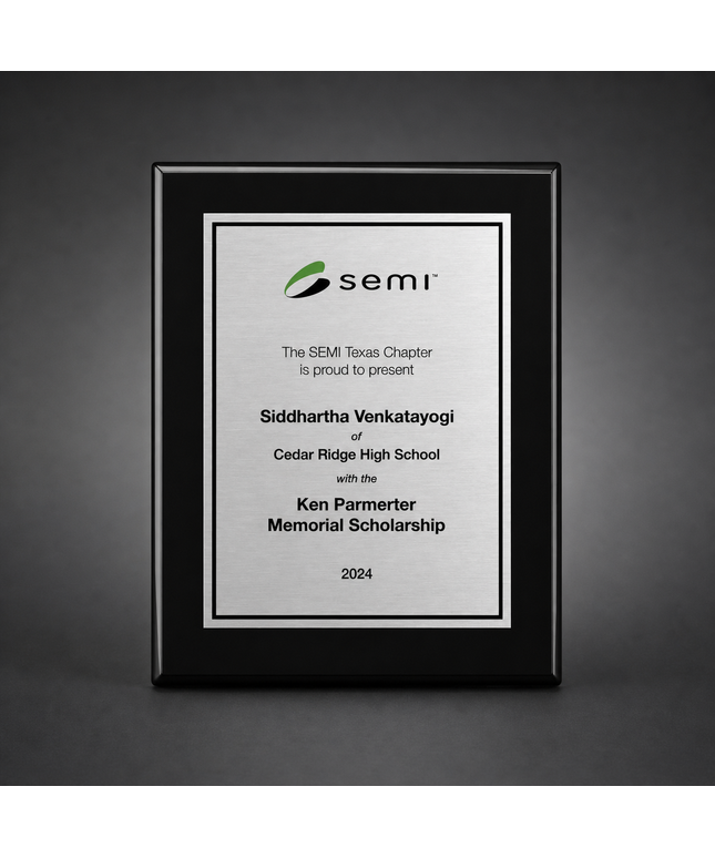 Brisbane Black Piano Finish plaque with silver simple sublimation plate