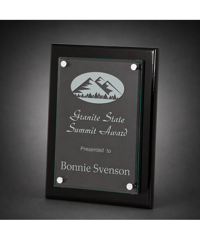 Burnaby Black Piano floating glass plaque