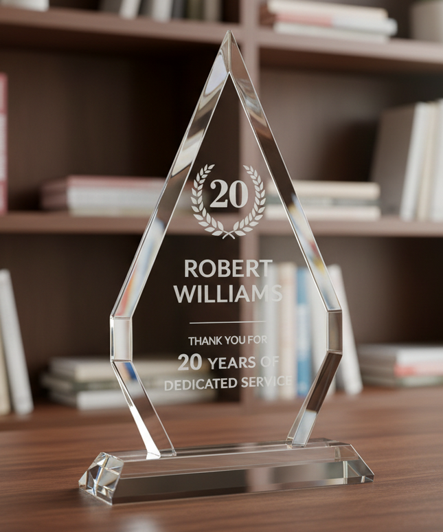 Engraved Diamond Crystal trophy