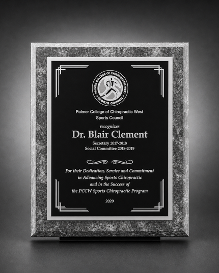 Montague Black Marble plaque laser engraved Black silver
