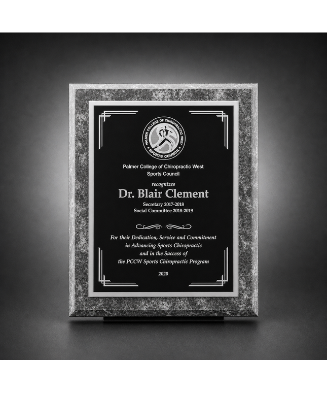 Montague Black Marble plaque laser engraved Black silver
