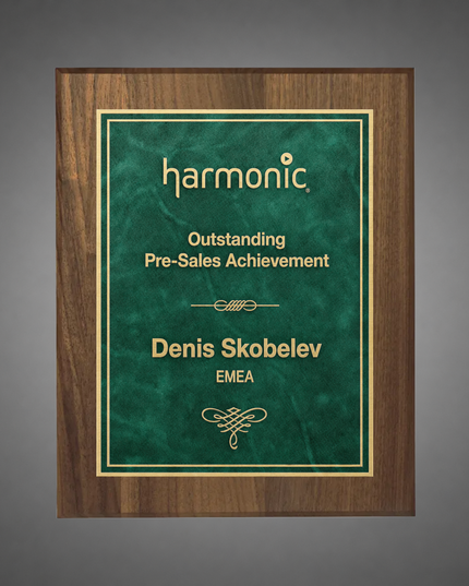 Solid Walnut Green Marble Mist Plaque