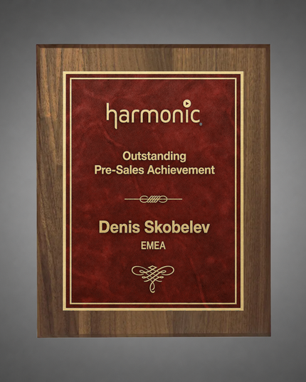 Solid Walnut Red Marble Mist Plaque
