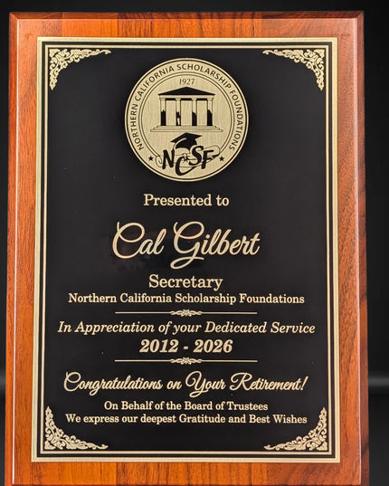 Solid Walnut Plaque Laser Engrave Black Gold