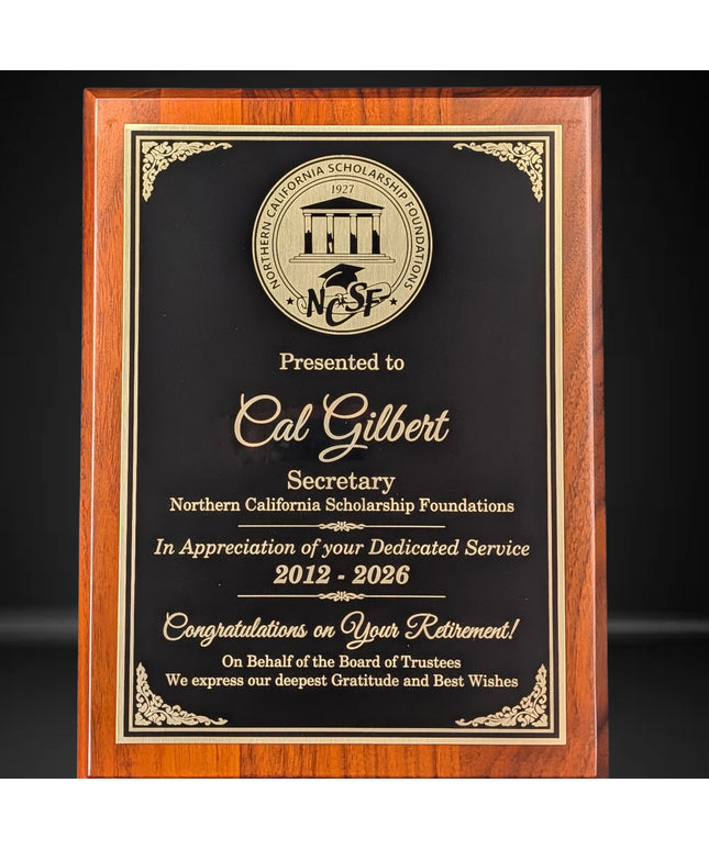 Solid Walnut Plaque Laser Engrave Black Gold